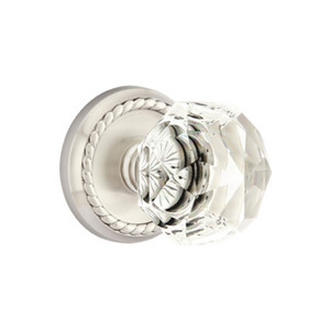 Emtek 8101-CK-US15 Diamond Crystal Door Knob Passage Set With Rope Rosette Satin Nickel