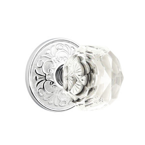 Emtek 8106-CK-US26 Diamond Crystal Door Knob Passage Set With Lancaster Rosette Polished Chrome