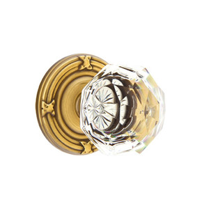 Emtek 8107-CK-US7 Diamond Crystal Door Knob Passage Set With Ribbon & Reed Rosette French Antique
