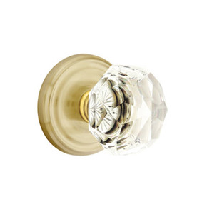 Emtek 8200-CK-US4 Diamond Crystal Door Knob Privacy Set With Regular Rosette Satin Brass