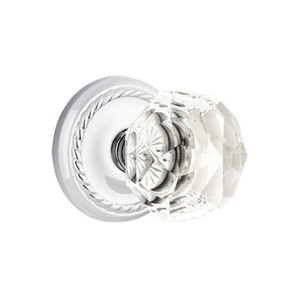 Emtek 8201-CK-US26 Diamond Crystal Door Knob Privacy Set With Rope Rosette Polished Chrome