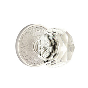 Emtek 8206-CK-US15 Diamond Crystal Door Knob Privacy Set With Lancaster Rosette Satin Nickel