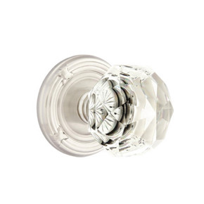 Emtek 8207-CK-US15 Diamond Crystal Door Knob Privacy Set With Ribbon & Reed Rosette Satin Nickel