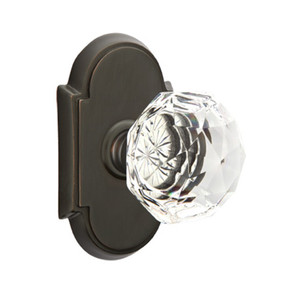 Emtek 8208-CK-US10B Diamond Crystal Door Knob Privacy Set With #8 Rosette Oil Rubbed Bronze