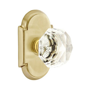 Emtek 8208-CK-US4 Diamond Crystal Door Knob Privacy Set With #8 Rosette Satin Brass