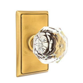 Emtek 8221-CK-US7 Diamond Crystal Door Knob Privacy Set With Rectangular Rosette French Antique