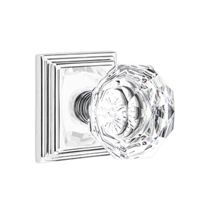 Emtek 8261-CK-US26 Diamond Crystal Door Knob Privacy Set With Wilshire Rosette Polished Chrome