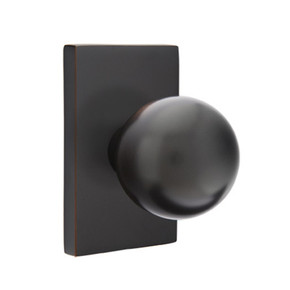 Emtek 5052-OR-US10B Orb Door Knob Dummy Set With Modern Rectangular Rosette Oil Rubbed Bronze