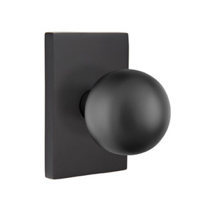 Emtek 5052-OR-US19 Orb Door Knob Dummy Set With Modern Rectangular Rosette Flat Black