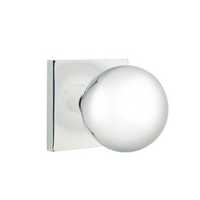 Emtek 5210-OR-US26 Orb Door Knob Privacy Set With Square Rosette Polished Chrome