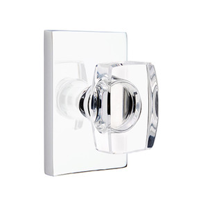 Emtek 5052-WS-US26 Windsor Door Knob Dummy Set With Modern Rectangular Rosette Polished Chrome