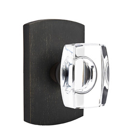 Emtek 7050-WS-MB Windsor Crystal Door Knob Dummy Set With Sandcast Bronze #4 Rosette Medium Bronze