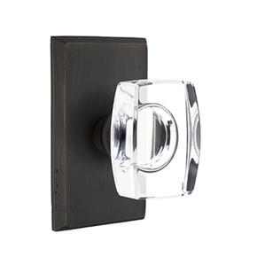 Emtek 7054-WS-MB Windsor Crystal Door Knob Dummy Set With Sandcast Bronze #3 Rosette Medium Bronze