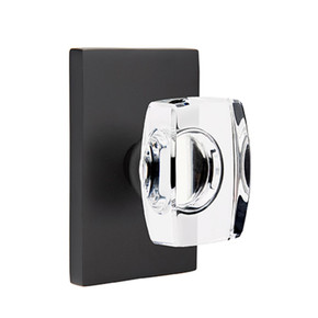 Emtek 5212-WS-US19 Windsor Door Knob Privacy Set With Modern Rectangular Rosette Flat Black