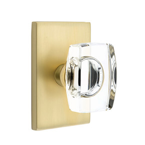 Emtek 5212-WS-US4 Windsor Door Knob Privacy Set With Modern Rectangular Rosette Satin Brass