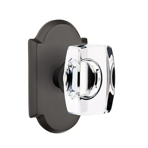 Emtek 7108-WS-FB Windsor Crystal Door Knob Passage Set With Sandcast Bronze #1 Rosette Flat Black