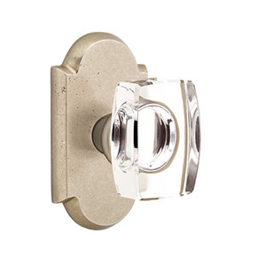 Emtek 7108-WS-TWB Windsor Crystal Door Knob Passage Set With Sandcast Bronze #1 Rosette Tumbled White Bronze