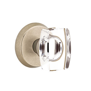 Emtek 7206-WS-TWB Windsor Crystal Door Knob Privacy Set With Sandcast Bronze #2 Rosette Tumbled White Bronze