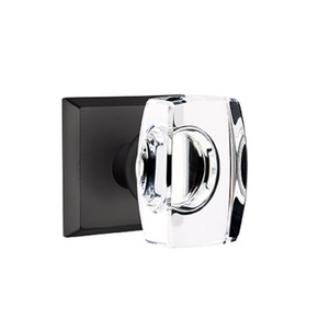 Emtek 7211-WS-FB Windsor Crystal Door Knob Privacy Set With Sandcast Bronze #6 Rosette Flat Black