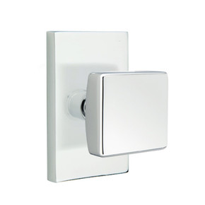 Emtek 5052-SQU-US26 Square Door Knob Dummy Set With Modern Rectangular Rosette Polished Chrome