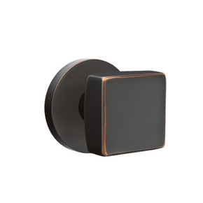Emtek 5059-SQU-US10B Square Door Knob Dummy Set With Disk Rosette Oil Rubbed Bronze