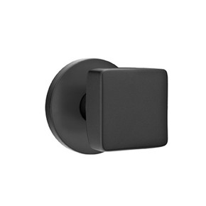 Emtek 5059-SQU-US19 Square Door Knob Dummy Set With Disk Rosette Flat Black