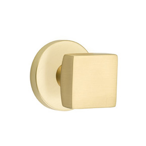 Emtek 5059-SQU-US4 Square Door Knob Dummy Set With Disk Rosette Satin Brass