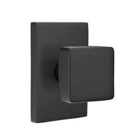 Emtek 5112-SQU-US19 Square Door Knob Passage Set With Modern Rectangular Rosette Flat Black