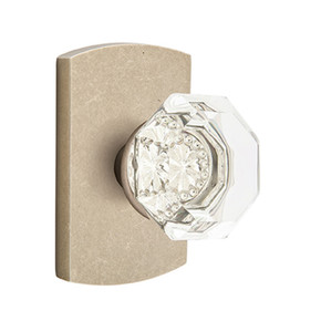 Emtek 7050-OT-TWB Old Town Clear Crystal Door Knob Dummy Set With Sandcast Bronze #4 Rosette Tumbled White Bronze