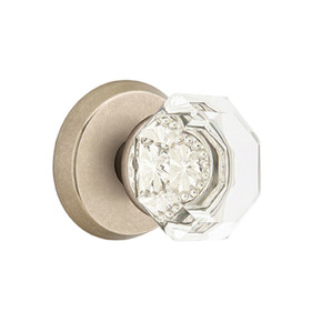 Emtek 7056-OT-TWB Old Town Clear Crystal Door Knob Dummy Set With Sandcast Bronze #2 Rosette Tumbled White Bronze