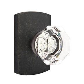 Emtek 7100-OT-MB Old Town Clear Crystal Door Knob Passage Set With Sandcast Bronze #4 Rosette Medium Bronze