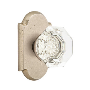 Emtek 7108-OT-TWB Old Town Clear Crystal Door Knob Passage Set With Sandcast Bronze #1 Rosette Tumbled White Bronze
