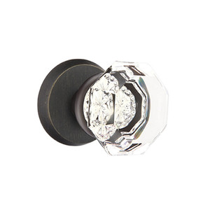 Emtek 7206-OT-MB Old Town Clear Crystal Door Knob Privacy Set With Sandcast Bronze #2 Rosette Medium Bronze