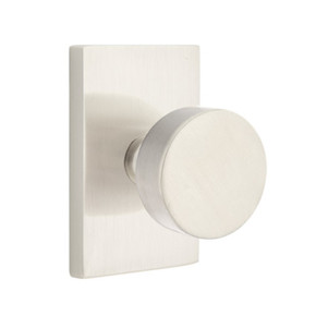 Emtek 5052-ROU-US15 Round Door Knob Dummy Set With Modern Rectangular Rosette Satin Nickel