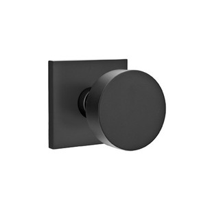 Emtek 5110-ROU-US19 Round Door Knob Passage Set With Square Rosette Flat Black