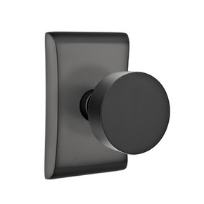 Emtek 5111-ROU-US19 Round Door Knob Passage Set With Neos Rosette Flat Black