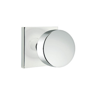 Emtek 5210-ROU-US26 Round Door Knob Privacy Set With Square Rosette Polished Chrome