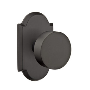 Emtek 7108-BZRN-FB Round Sandcast Bronze Door Knob Passage Set With #1 Rosette Flat Black Bronze