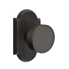 Emtek 7108-BZRN-MB Round Sandcast Bronze Door Knob Passage Set With #1 Rosette Medium Bronze