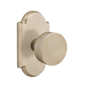 Emtek 7108-BZRN-TWB Round Sandcast Bronze Door Knob Passage Set With #1 Rosette Tumbled White Bronze