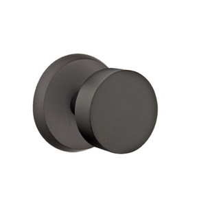 Emtek 7206-BZRN-FB Round Sandcast Bronze Door Knob Privacy Set With #2 Rosette Flat Black Bronze