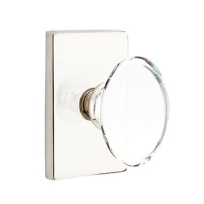 Emtek 5052-HT-US14 Hampton Door Knob Dummy Set With Modern Rectangular Rosette Polished Nickel