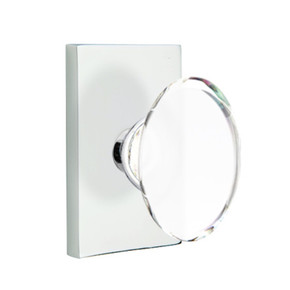Emtek 5052-HT-US26 Hampton Door Knob Dummy Set With Modern Rectangular Rosette Polished Chrome