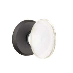 Emtek 7056-HT-FB Hampton Crystal Door Knob Dummy Set With Sandcast Bronze #2 Rosette Flat Black