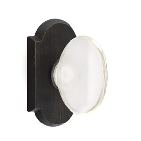 Emtek 7058-HT-MB Hampton Crystal Door Knob Dummy Set With Sandcast Bronze #1 Rosette Medium Bronze