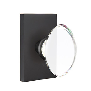 Emtek 5212-HT-US19 Hampton Door Knob Privacy Set With Modern Rectangular Rosette Flat Black