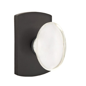 Emtek 7100-HT-FB Hampton Crystal Door Knob Passage Set With Sandcast Bronze #4 Rosette Flat Black