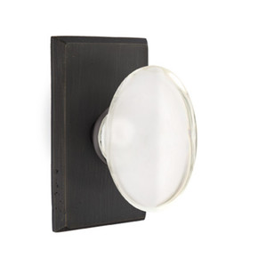 Emtek 7104-HT-MB Hampton Crystal Door Knob Passage Set With Sandcast Bronze #3 Rosette Medium Bronze