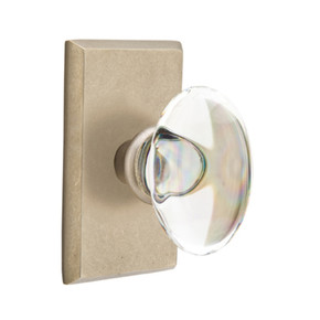 Emtek 7104-HT-TWB Hampton Crystal Door Knob Passage Set With Sandcast Bronze #3 Rosette Tumbled White Bronze