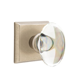 Emtek 7211-HT-TWB Hampton Crystal Door Knob Privacy Set With Sandcast Bronze #6 Rosette Tumbled White Bronze